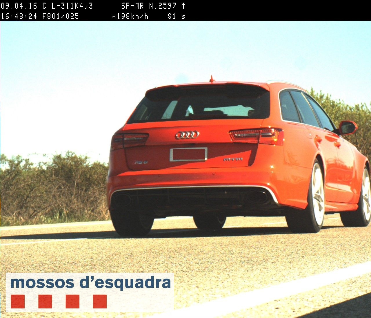 Els Mossos d’Esquadra detecten un vehicle circulant a 198 km/h per la L-311 a Cervera