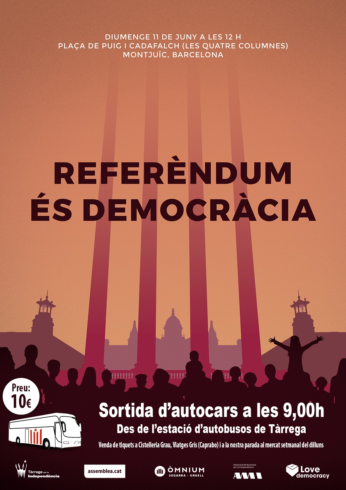 Tàrrega per la Independència organitza autocars per anar diumenge a Barcelona i donar suport al referèndum d’independència