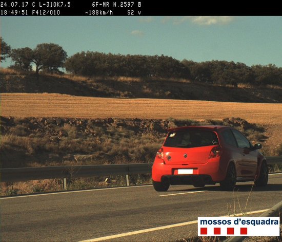 Denunciat un conductor per circular a 188 km/h per la carretera L-310 al terme municipal Tàrrega
