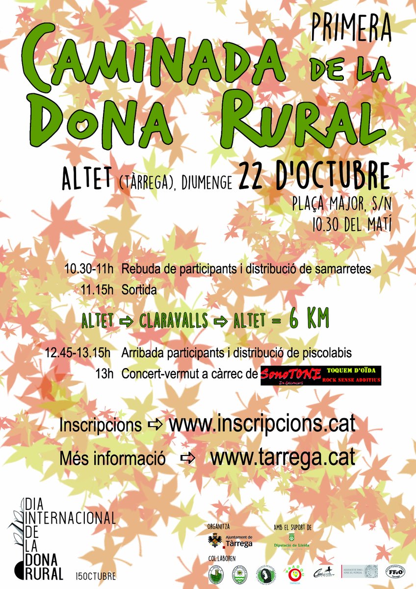 Tàrrega convoca aquest diumenge 21 d’octubre la segona edició de la Caminada de la Dona Rural