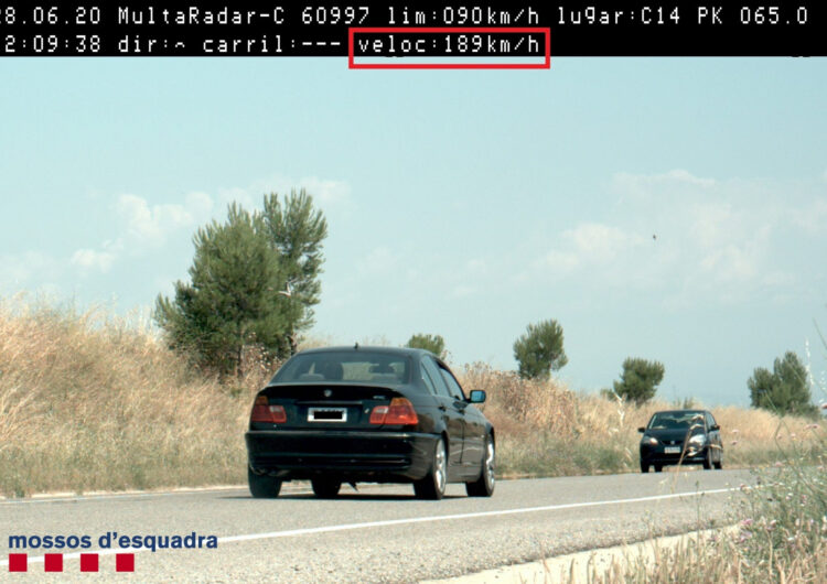 Denunciat penalment un conductor per circular a 189 km/h per la C-14, a Verdú