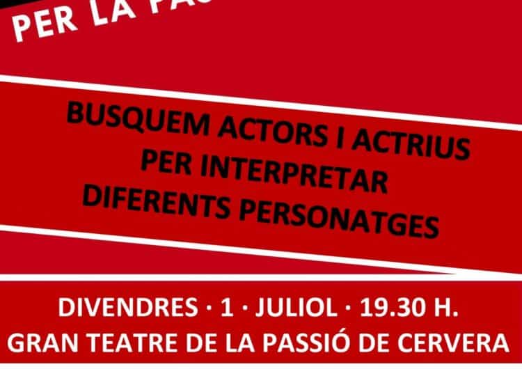 La Passió de Cervera convoca un càsting per incorporar nous actors i actrius