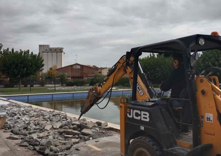 Obres de reforma al recinte de les piscines municipals de Bellpuig
